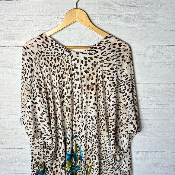 Chicos Kimono Womens One Size Colorful Animal and Palm Print Cover Up Summer - Picture 9 of 13
